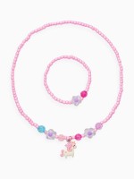 Набор детский «Выбражулька. Единорог, цветы», 2 предмета: бусы, браслет, розовый