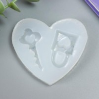 Молд силикон "Ключик и замочек с сердцами" 2 предмета 6,5х6х1 см
