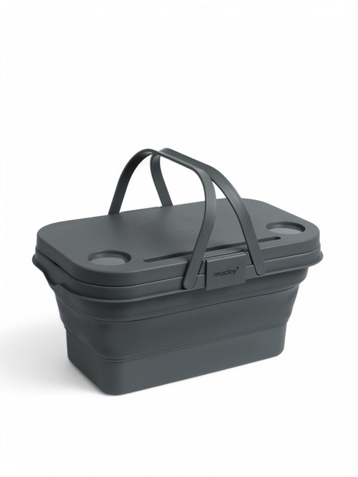 Корзина - столик maclay 2 в 1, складная, 47×28.5×23.5 см, серая