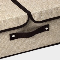 Короб стеллажный для хранения с двойной крышкой Доляна «Тэри», 36×25×16 см, бежевый