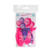 Воздушные шары латексные 12" «С днём рождения, доченька», 5 шт.