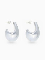 Серьги пластик «Капля» изогнутая, цвет серебро