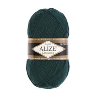 Пряжа "Lanagold" 51% акрил, 49% шерсть 240м/100гр (426 т. зелёный)