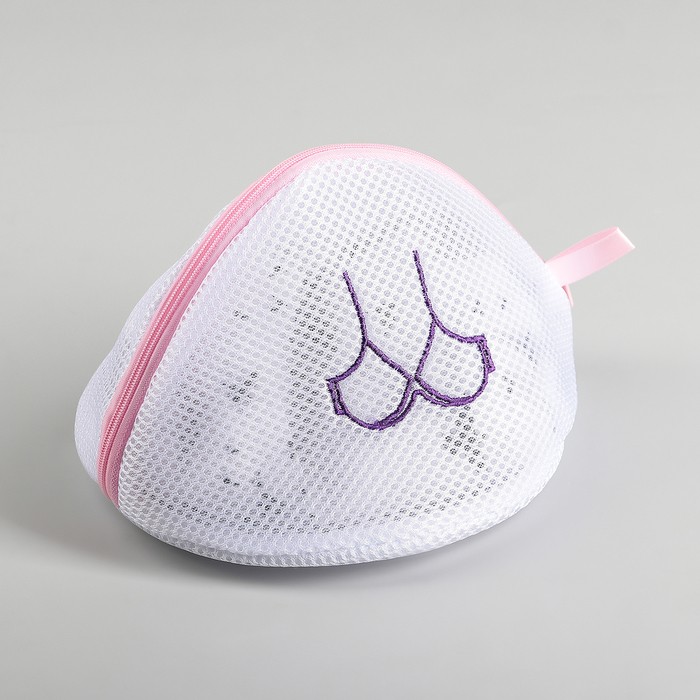 Мешок для стирки бюстгальтеров Доляна, 18×18×17 см, трёхслойный, крупная сетка, белый