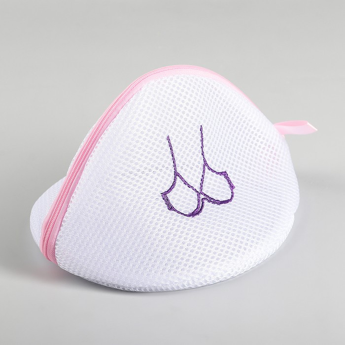 Мешок для стирки бюстгальтеров Доляна, 18×18×17 см, трёхслойный, крупная сетка, белый