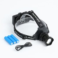 Фонарь налобный аккумуляторный, LED P70, 5 режимов, от USB