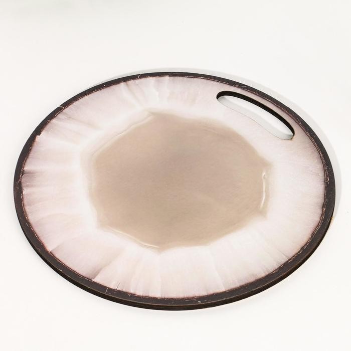 Доска разделочная и сервировочная круглая кухонная "Кокос в разрезе", 26,5 см