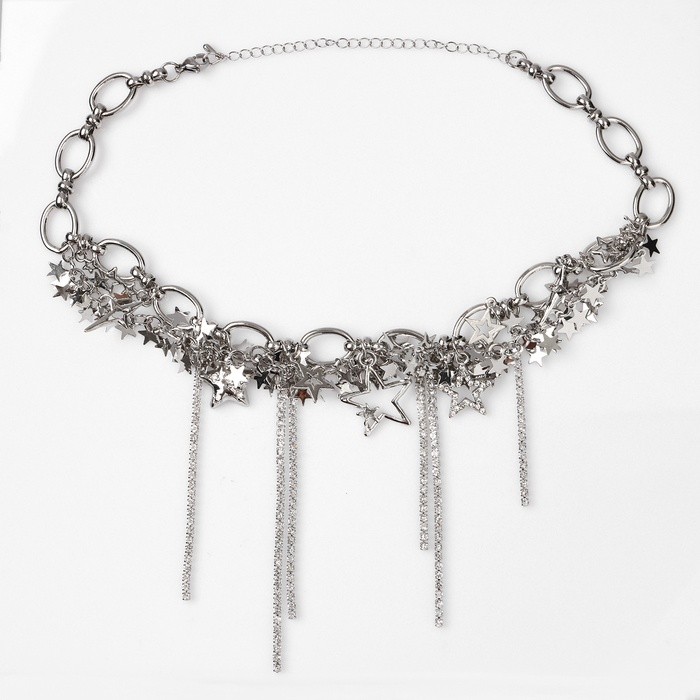 Колье «Звёзды» цепь, цвет серебро