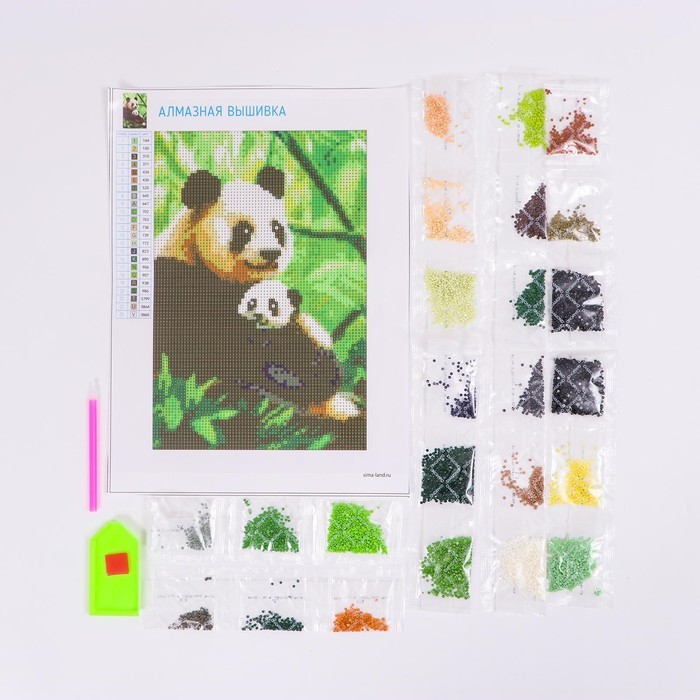 Алмазная мозаика с полным заполнением на холсте «Панда», 20 х 30 см
