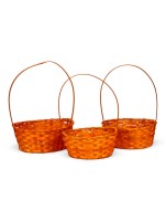 Корзина плетёная для хранения, бамбук, оранжевая, набор 3 шт., Greengo