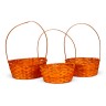 Корзина плетёная для хранения, бамбук, оранжевая, набор 3 шт., Greengo