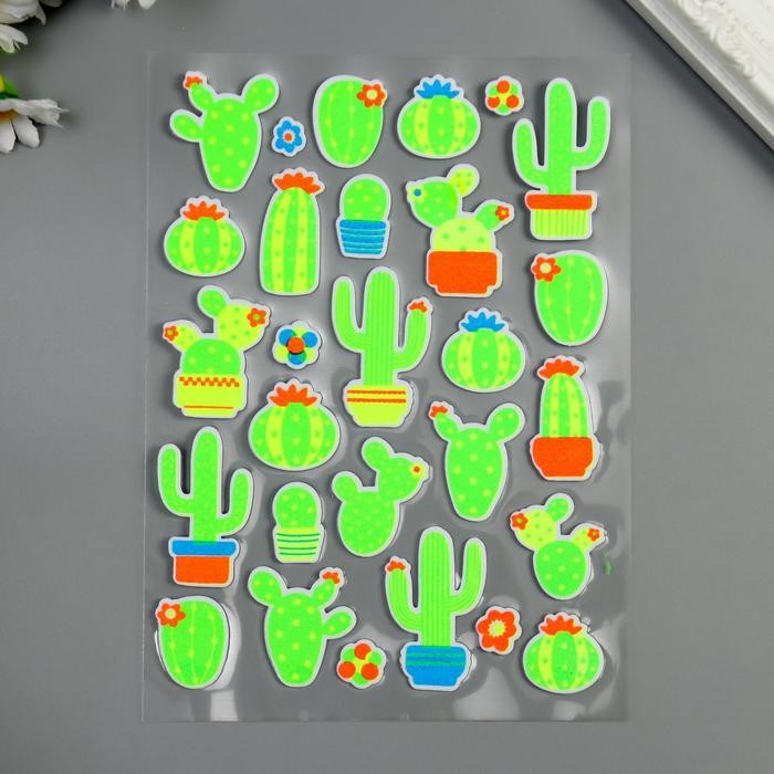 Наклейка EVA "Кактусы/Ламы" МИКС 25х14,5 см