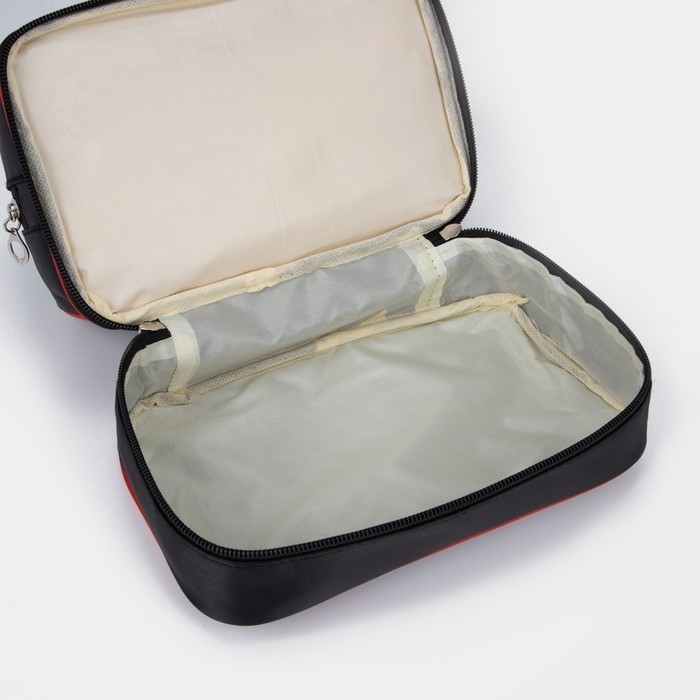 Косметичка - дорожная на молнии, с ручками, с отделами, маленькая, чёрная