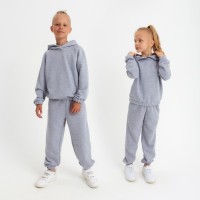 Костюм детский (худи, брюки) MINAKU, светло-серый меланж, рост 116 см