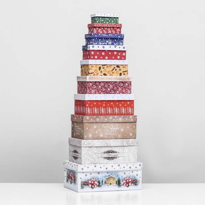 Набор коробок подарочных 10 в 1 «Чудесного Нового года», 30×19×11.5 - 11×6×4 см