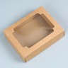 Коробка сборная без печати крышка - дно бурая с окном 18×15×5 см