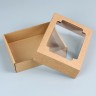Коробка сборная без печати крышка - дно бурая с окном 18×15×5 см