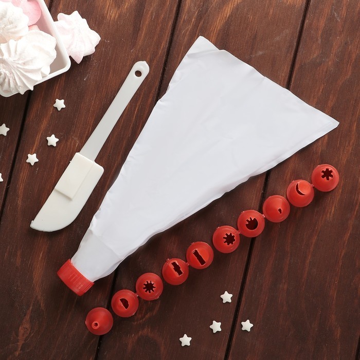 Набор кондитерский, 12 предметов: лопатка, мешок, 10 насадок, цвет МИКС