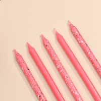 Свечи для торта «Блестящая вечеринка», 6 шт., розовые, высокие