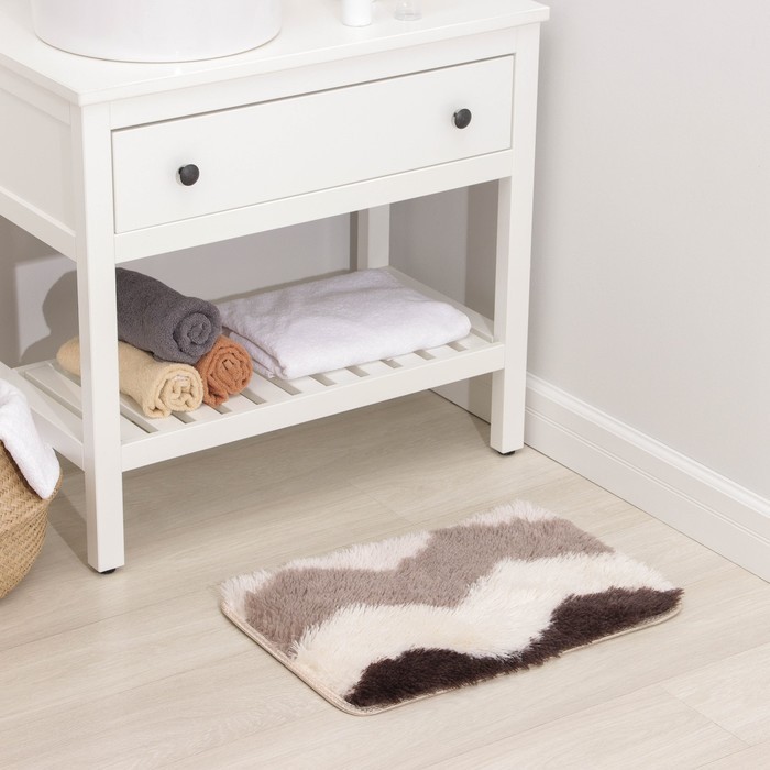 Коврик для дома Доляна «Пушистик. Зиг-заг», 40×60 см, цвет коричневый