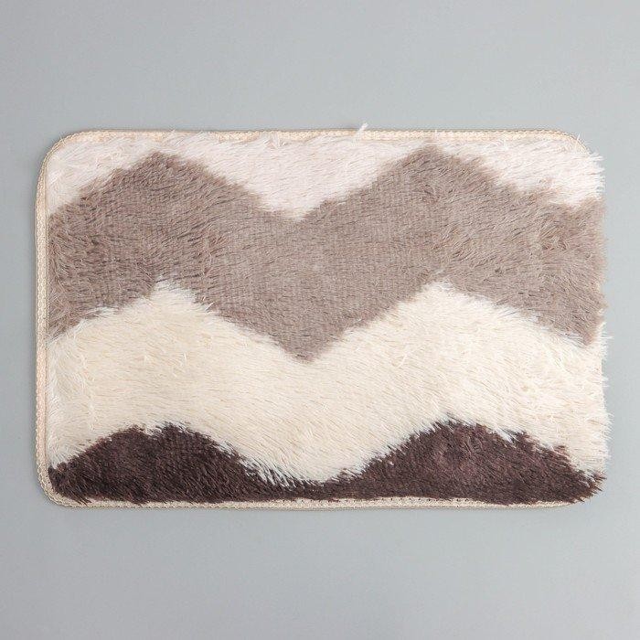 Коврик для дома Доляна «Пушистик. Зиг-заг», 40×60 см, цвет коричневый