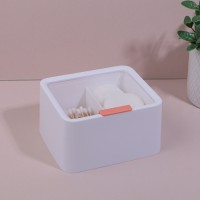 Органайзер для ватных палочек и дисков, с крышкой, 2 секции, 14.5×13×8 см, цвет белый/прозрачный