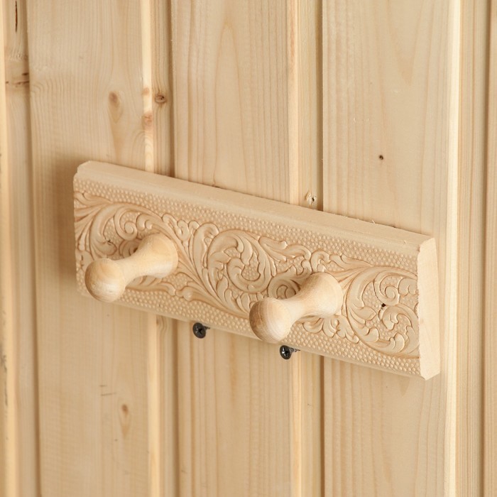 Вешалка "Классика" 2 крючка, липа, 20х2,5х6,5 см Русские узоры Вешалка "Классика" 2 крючка, липа, 20х2,5х6,5 см Русские узоры