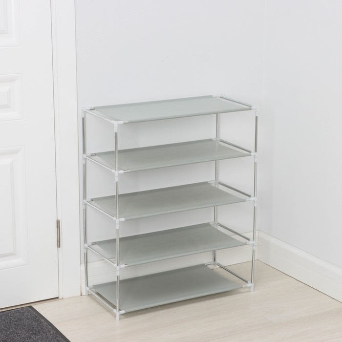 Полка для обуви LaDо́m, 5 ярусов, 60×30×72 см, серая