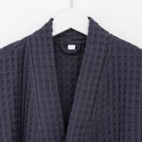 Халат вафельный мужской удлиненный Этель "Boho" р. 50-52, цв. темно-серый, 100%хл, 290 г/м2