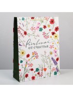 Пакет подарочный ламинированный, упаковка, «Расцветай от счастья», L 28×38×9 см