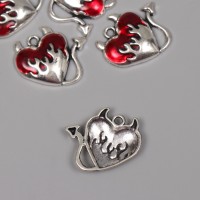 Декор для творчества металл, эмаль "Сердце дьявола" 2,5х2,6 см