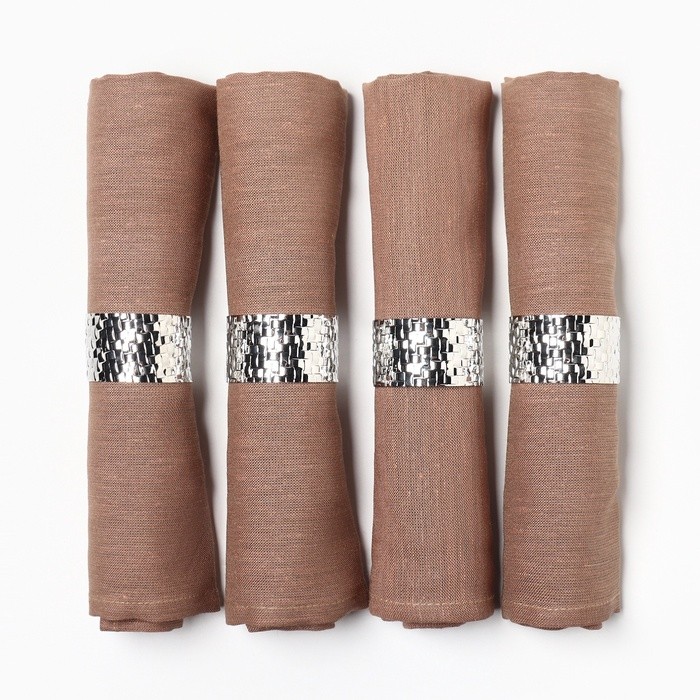 Набор салфеток с декорат. кольцами Этель Sand 40х40 см - 4 шт, 100% лён Набор салфеток с декорат. кольцами Этель Sand 40х40 см - 4 шт, 100% лён