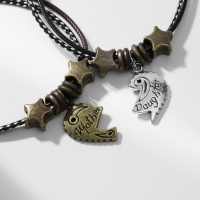 Браслеты парные «Неразлучники» мама и дочь, чёрно-коричневый с чернёным серебром и медью, L=19 см