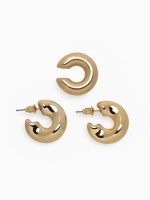 Набор серьги и каффы 3 шт. «Бублик» капли, цвет золото