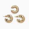 Набор серьги и каффы 3 шт. «Бублик» капли, цвет золото