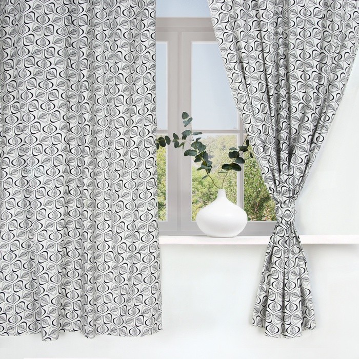 Комплект штор для кухни Этель Leaves 149х180 см - 2 шт, подхваты - 2 шт, 100% хл Комплект штор для кухни Этель Leaves 149х180 см - 2 шт, подхваты - 2 шт, 100% хл