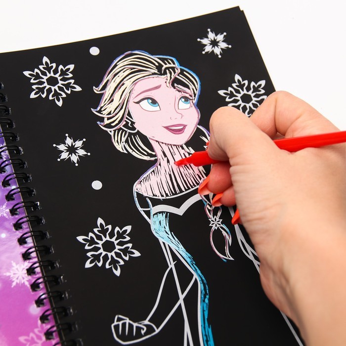 Набор для творчества с заданиями «Гравюры», цветной фон, 5 гравюр, Холодное сердце