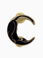 Значок-оберег «Лунный кот», цвет чёрный в золоте