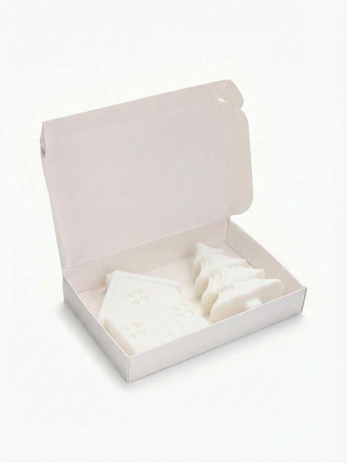 Подарочный набор новогодний: фигурное мыло ёлка и фигурная свеча дом, URAL LAB