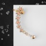 Серьга кафф «Ромашка», цвет белоый/розовый в золоте