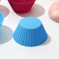 Формы для выпечки кексов Доляна «Риб.Круг», силикон, 7×3.3 см, набор 6 шт., МИКС