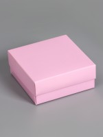 Коробка складная, крышка-дно, розовая, 12×12×5 см