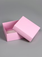 Коробка складная, крышка-дно, розовая, 12×12×5 см