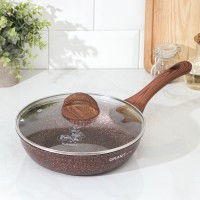 Сковорода Granit ultra red, d=26 см, пластиковая ручка, стеклянная крышка, антипригарное покрытие, цвет коричневый