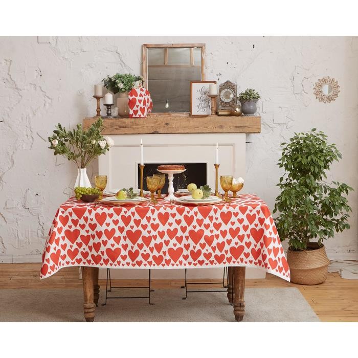 Скатерть "Этель" Red hearts 149х180см, 100% хл, саржа 190 г/м2