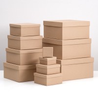 Набор квадратных коробок 11 в 1 «Крафт однотонный» 26×26×12.5 - 6.5×6.5×4 см