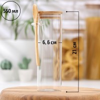 Банка для сыпучих продуктов «Эко» с ложкой, 280 мл, 10×6,5 см