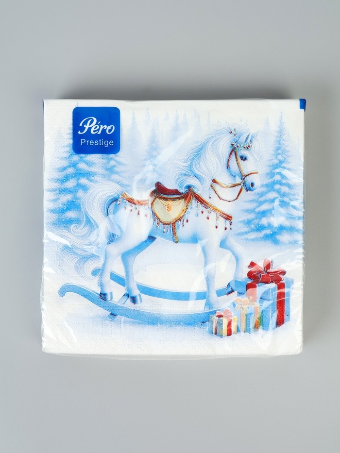 Салфетки бумажные трёхслойные «Лошадка», 33×33, 20 шт.