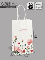 Пакет подарочный крафт, упаковка, «Мечтай!», 12×21×9 см