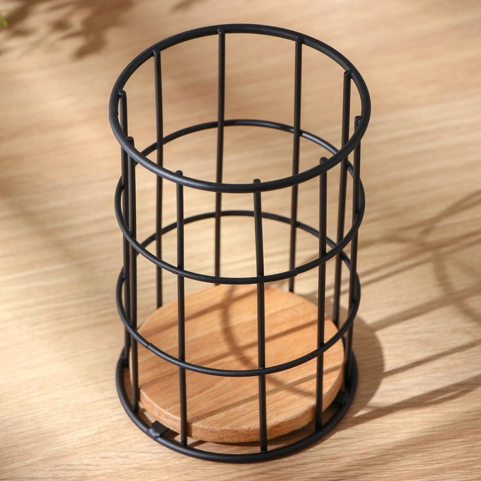 Сушилка для столовых приборов Доляна «Эстетика», 11.2×11.2×16.5 см, чёрная